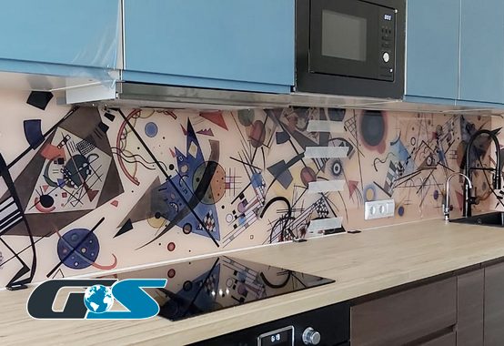 Стеклянный фартук для кухни Скинали с рисунком (абстракция, 3D, природа, города, капли, лёд, и т.д.) №SKINALI-9488