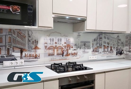 Стеклянный фартук для кухни Скинали с рисунком (абстракция, 3D, природа, города, капли, лёд, и т.д.) №SKINALI-8759