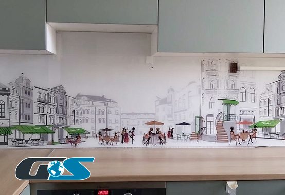 Стеклянный фартук для кухни Скинали с рисунком (абстракция, 3D, природа, города, капли, лёд, и т.д.) №SKINALI-7035