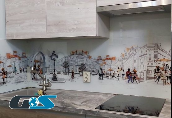 Стеклянный фартук для кухни Скинали с рисунком (абстракция, 3D, природа, города, капли, лёд, и т.д.) №SKINALI-5500